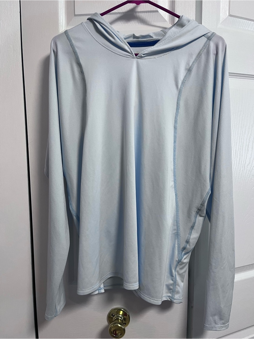 Women’s Simms Light Blue Hooded Pullover hoodie fishing lightweight XXL